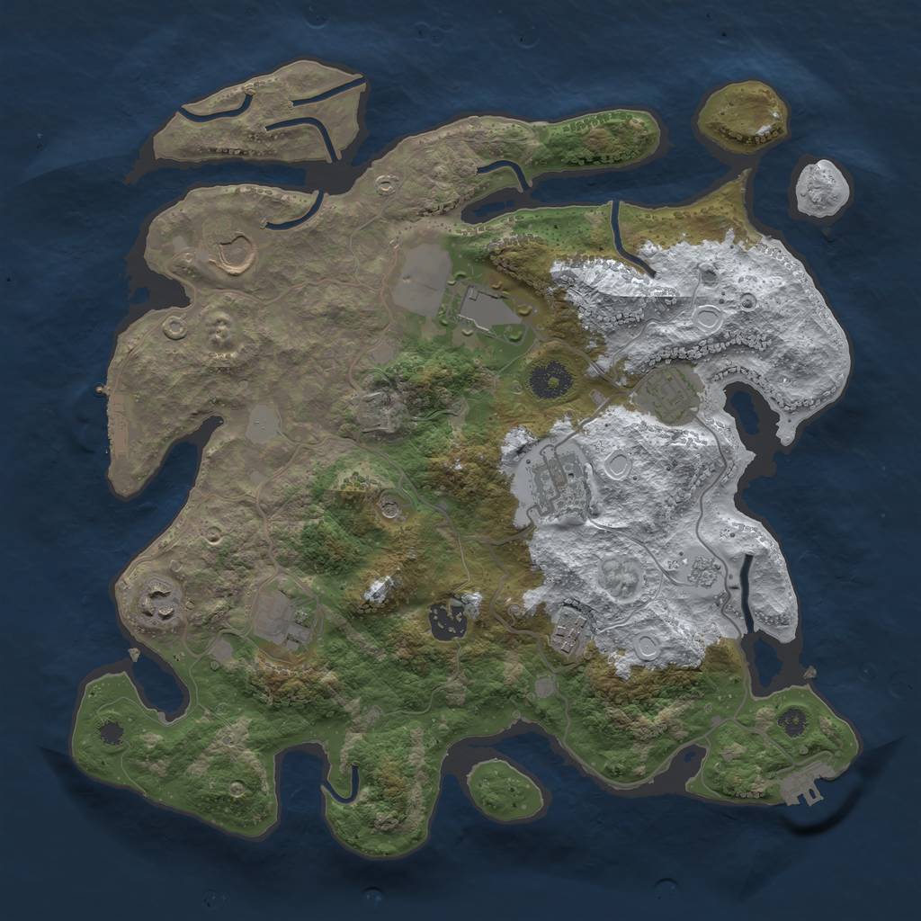 Rust Map: Procedural Map, Size: 3500, Seed: 2999306, 17 Monuments