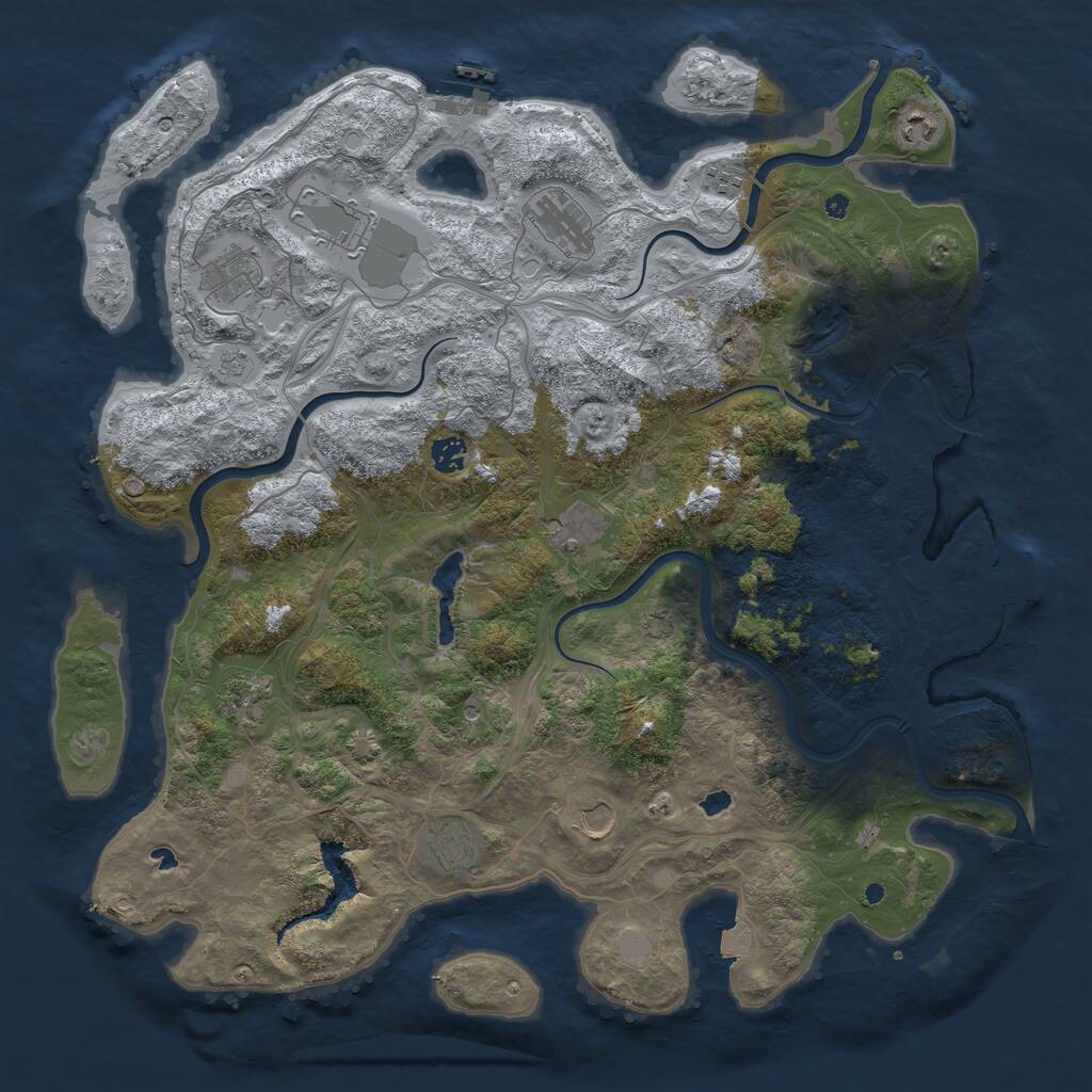 Rust Map: Procedural Map, Size: 4500, Seed: 739545334, 16 Monuments