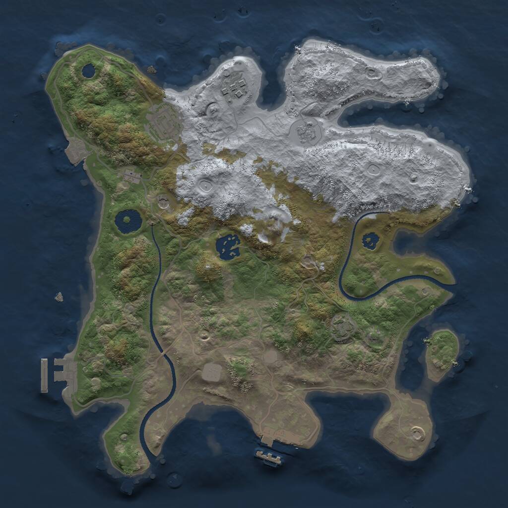 Rust Map: Procedural Map, Size: 3000, Seed: 794176014, 9 Monuments