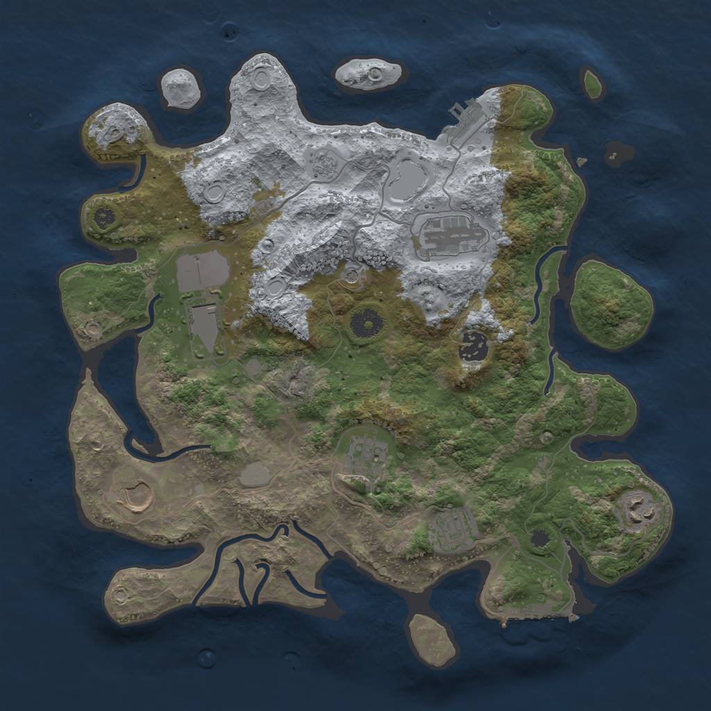 Rust Map: Procedural Map, Size: 3500, Seed: 119248659, 14 Monuments