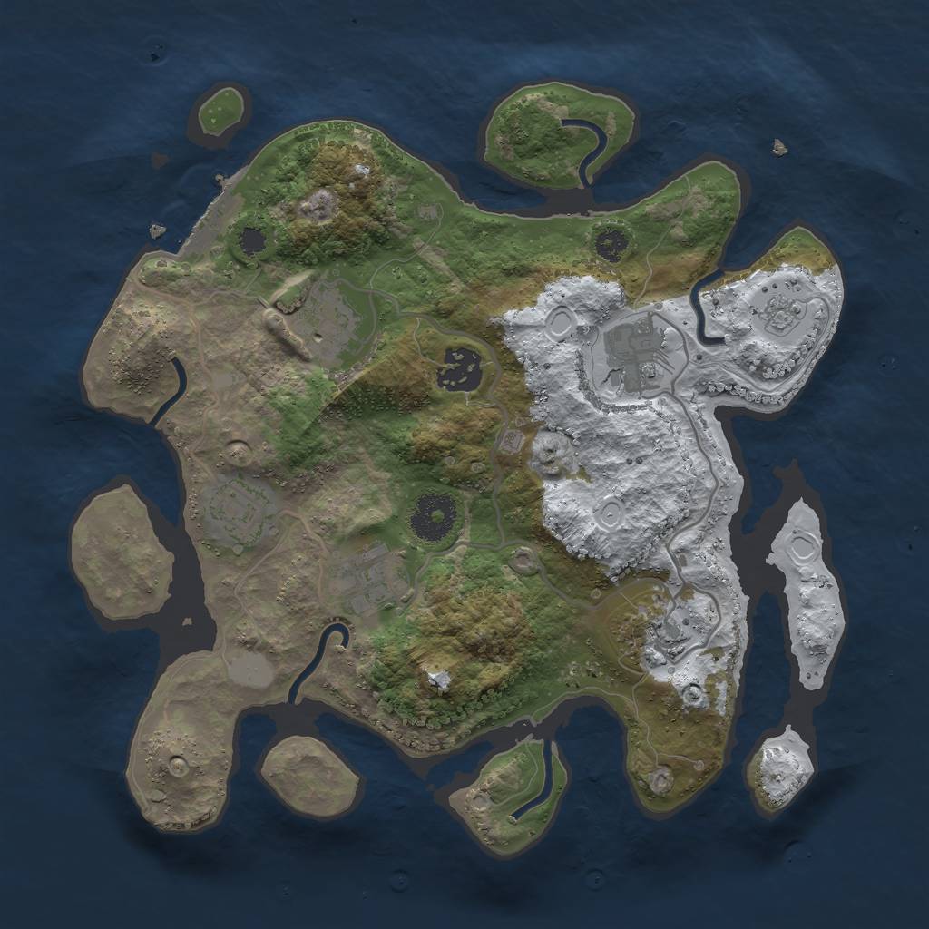 Rust Map: Procedural Map, Size: 3000, Seed: 1130623397, 13 Monuments