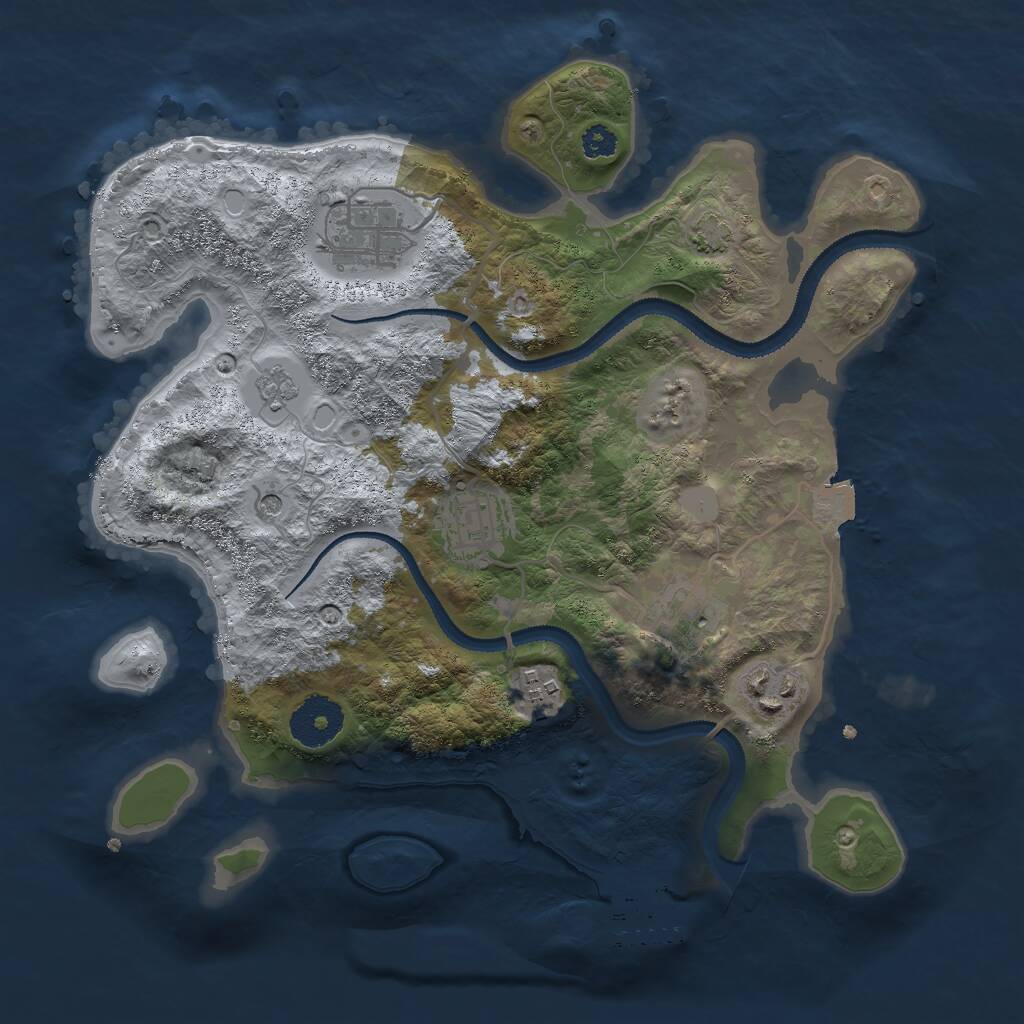 Rust Map: Procedural Map, Size: 3000, Seed: 10470, 10 Monuments