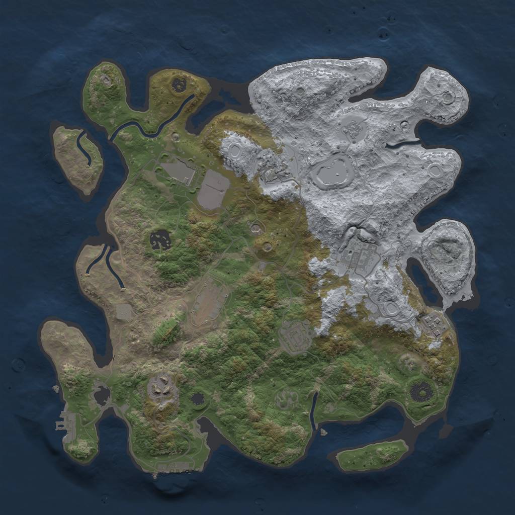 Rust Map: Procedural Map, Size: 3550, Seed: 832326, 17 Monuments