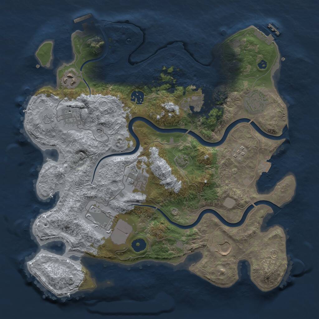 Rust Map: Procedural Map, Size: 3500, Seed: 872799441, 15 Monuments