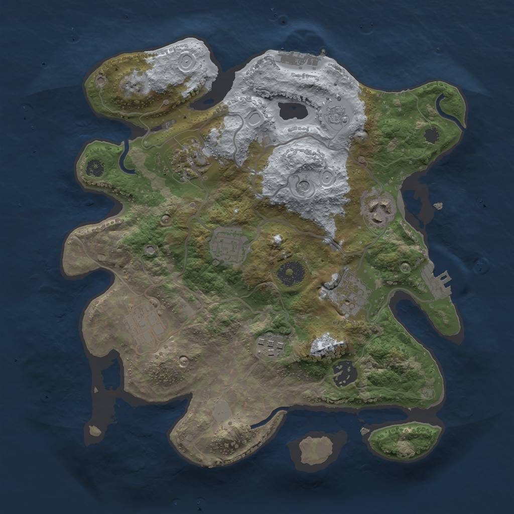 Rust Map: Procedural Map, Size: 3000, Seed: 1809613404, 14 Monuments