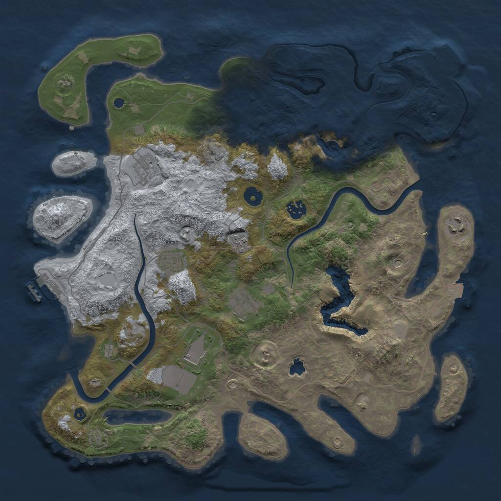 Rust Map: Procedural Map, Size: 4000, Seed: 596989568, 12 Monuments