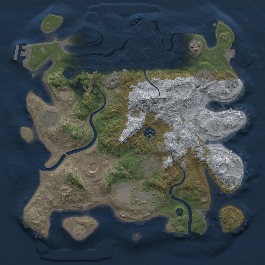 Rust Map: Procedural Map, Size: 3500, Seed: 28753601, 14 Monuments