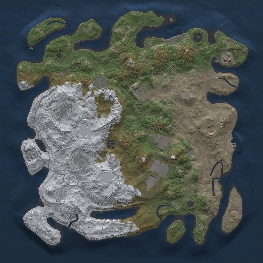 Rust Map: Procedural Map, Size: 4000, Seed: 720143, 19 Monuments