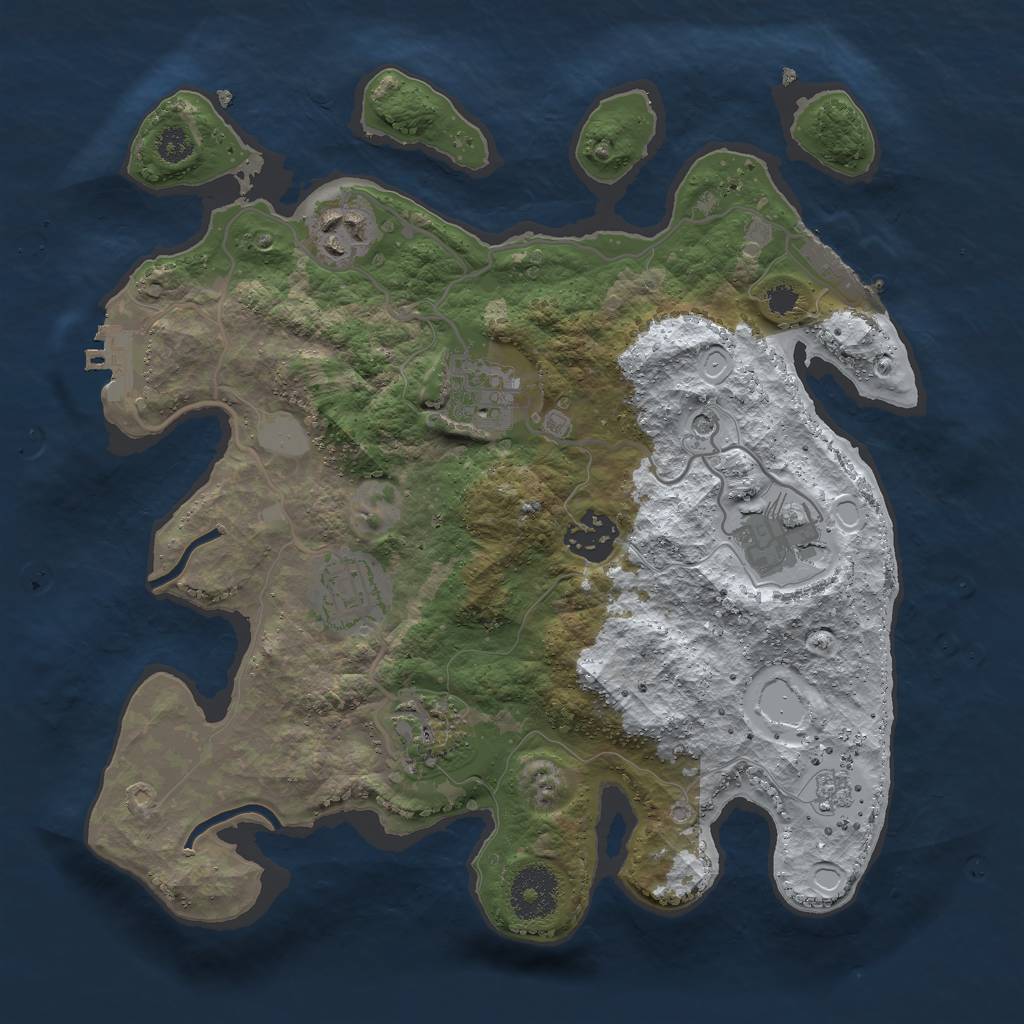 Rust Map: Procedural Map, Size: 3000, Seed: 2305871, 15 Monuments
