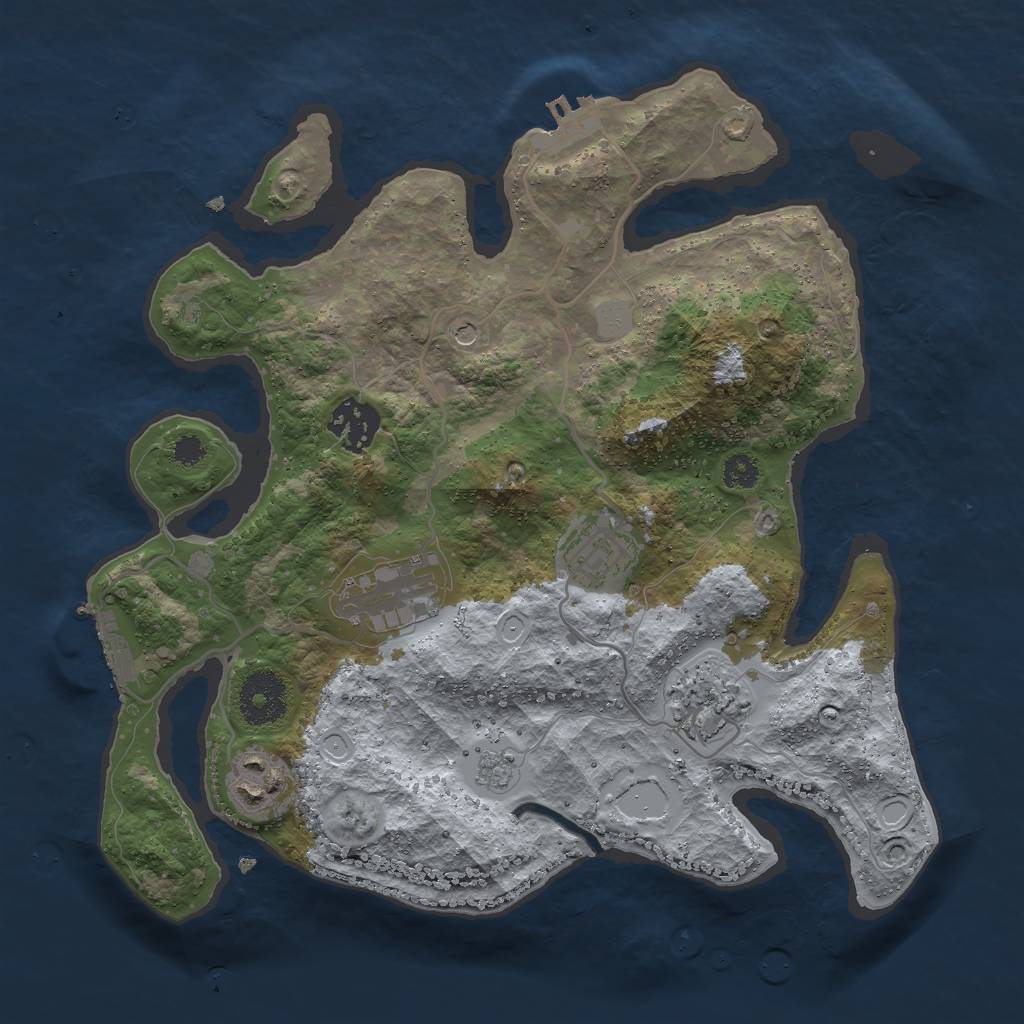 Rust Map: Procedural Map, Size: 3000, Seed: 1195862466, 14 Monuments
