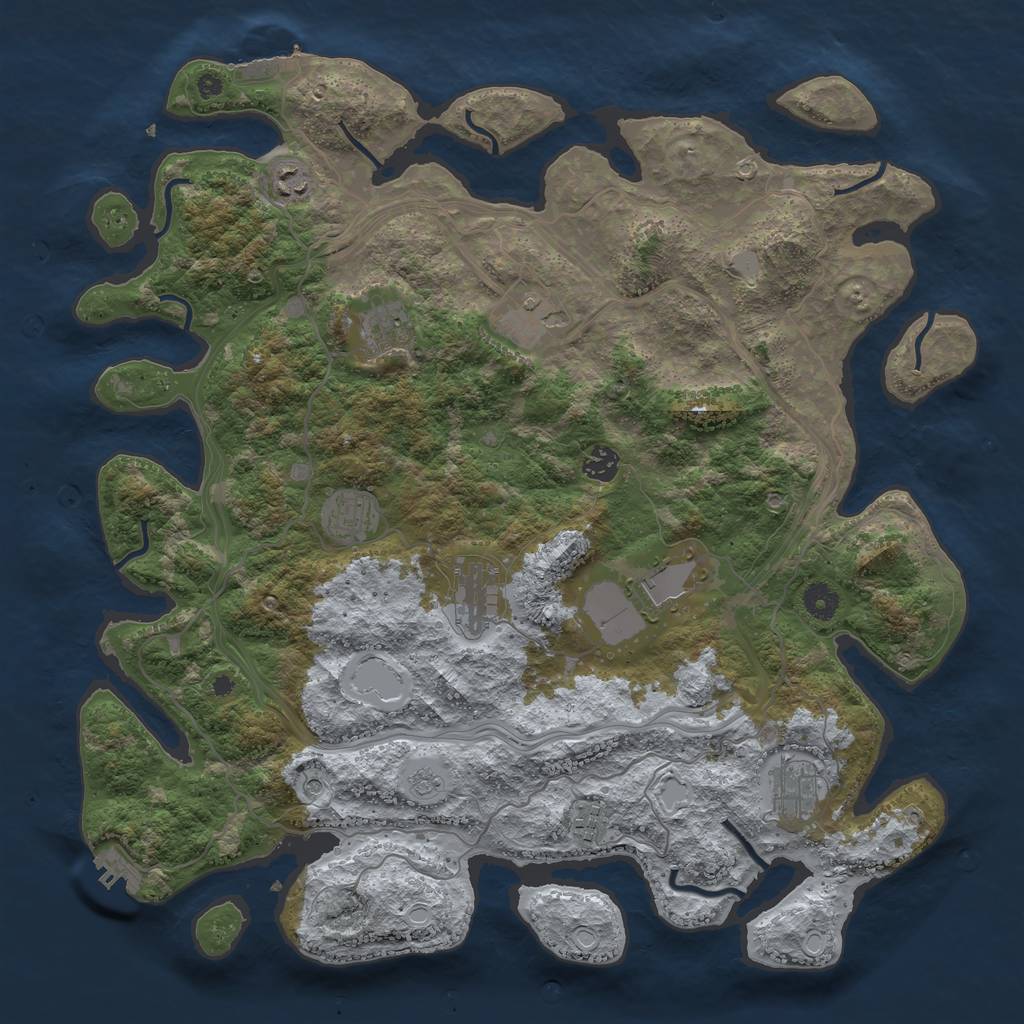 Rust Map: Procedural Map, Size: 4250, Seed: 12775, 18 Monuments