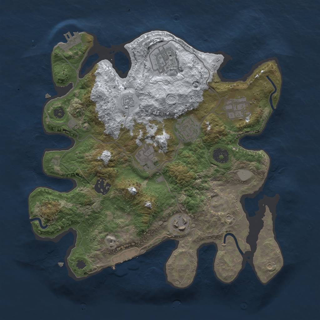 Rust Map: Procedural Map, Size: 3000, Seed: 10829, 14 Monuments