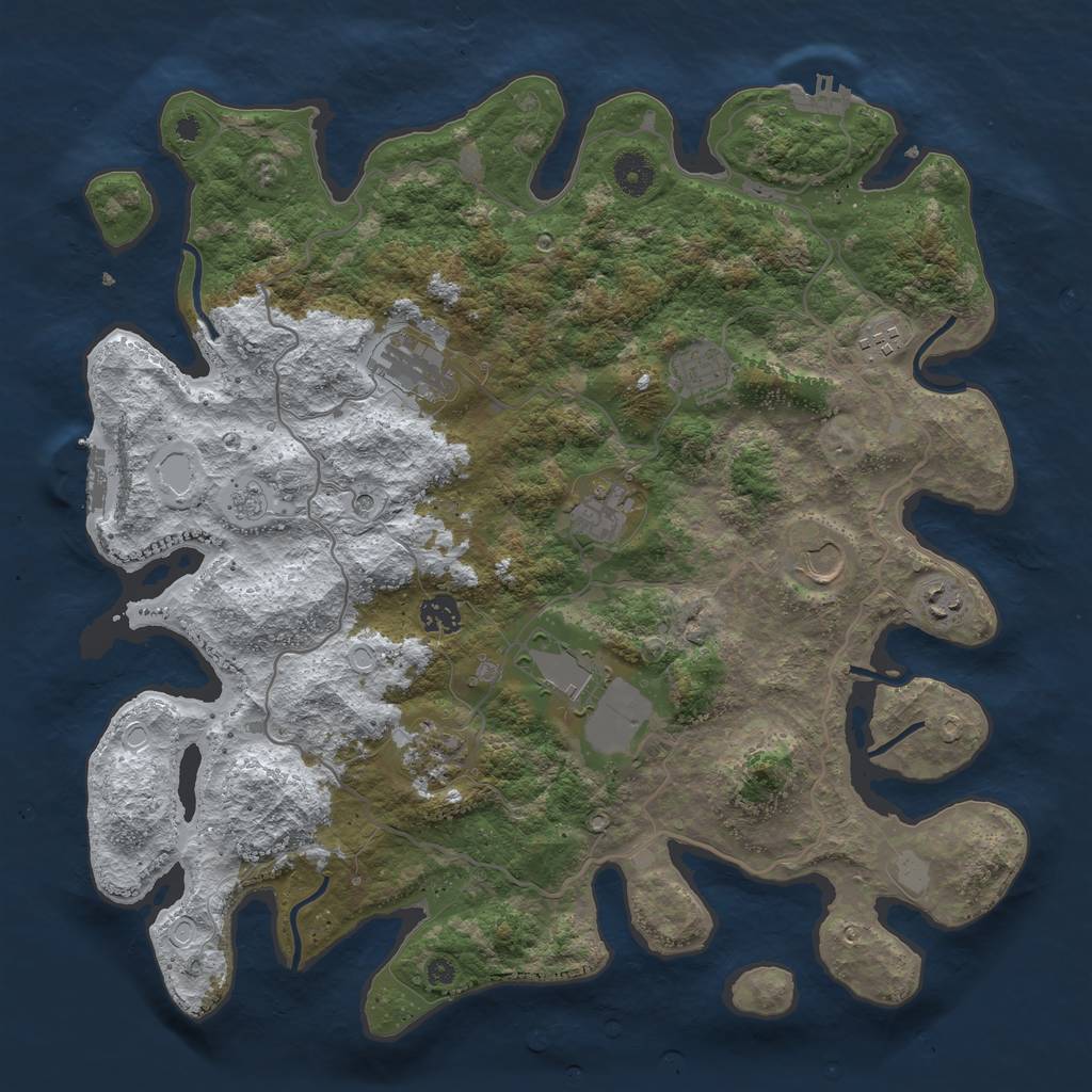 Rust Map: Procedural Map, Size: 4000, Seed: 1612897336, 18 Monuments