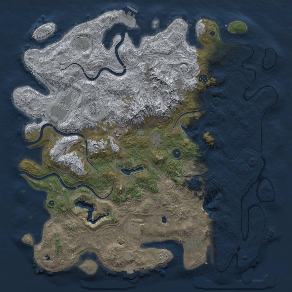 Rust Map: Procedural Map, Size: 5000, Seed: 1136301518, 15 Monuments