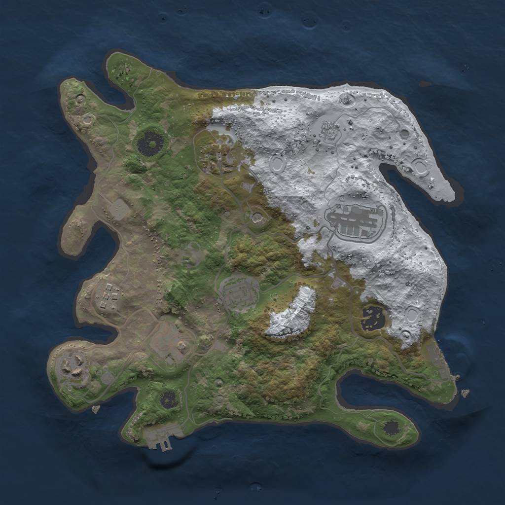Rust Map: Procedural Map, Size: 3000, Seed: 1992, 16 Monuments