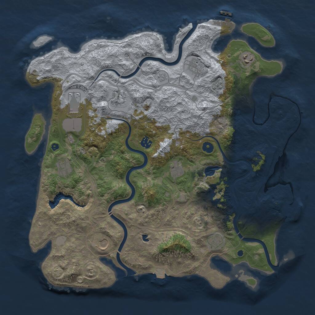 Rust Map: Procedural Map, Size: 4250, Seed: 369791310, 16 Monuments
