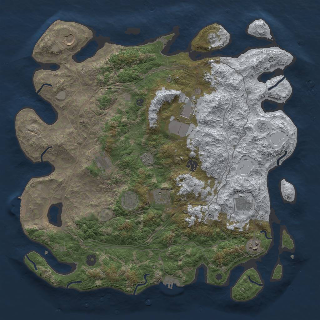 Rust Map: Procedural Map, Size: 4250, Seed: 684229, 18 Monuments