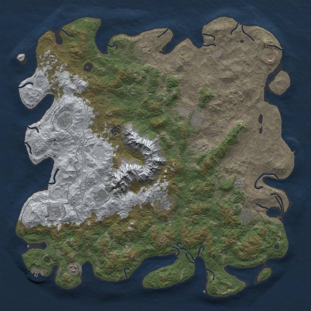 Rust Map: Procedural Map, Size: 5250, Seed: 65535, 20 Monuments