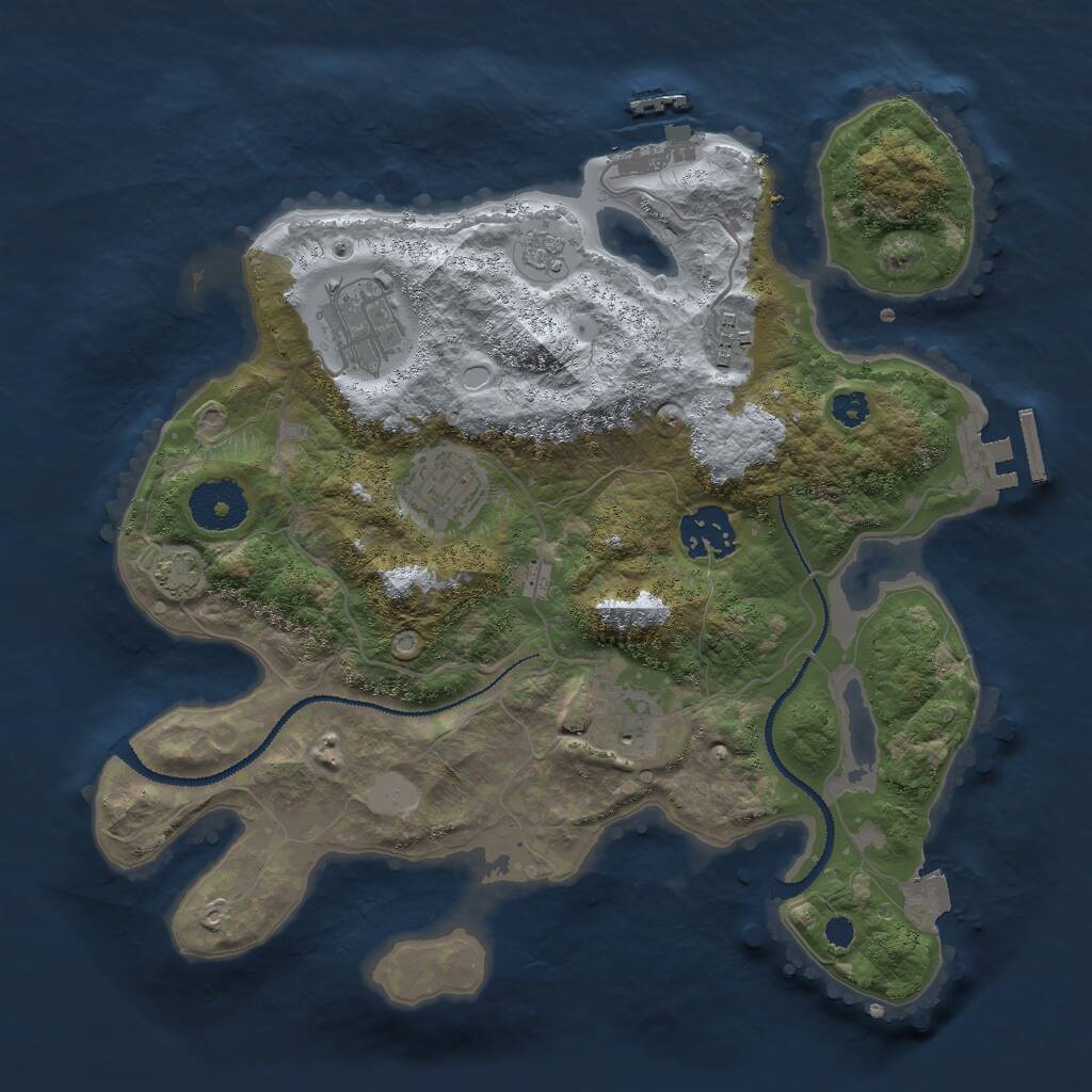 Rust Map: Procedural Map, Size: 3000, Seed: 1223798543, 10 Monuments