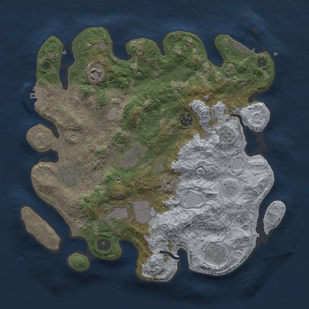 Rust Map: Procedural Map, Size: 3500, Seed: 109957504, 16 Monuments
