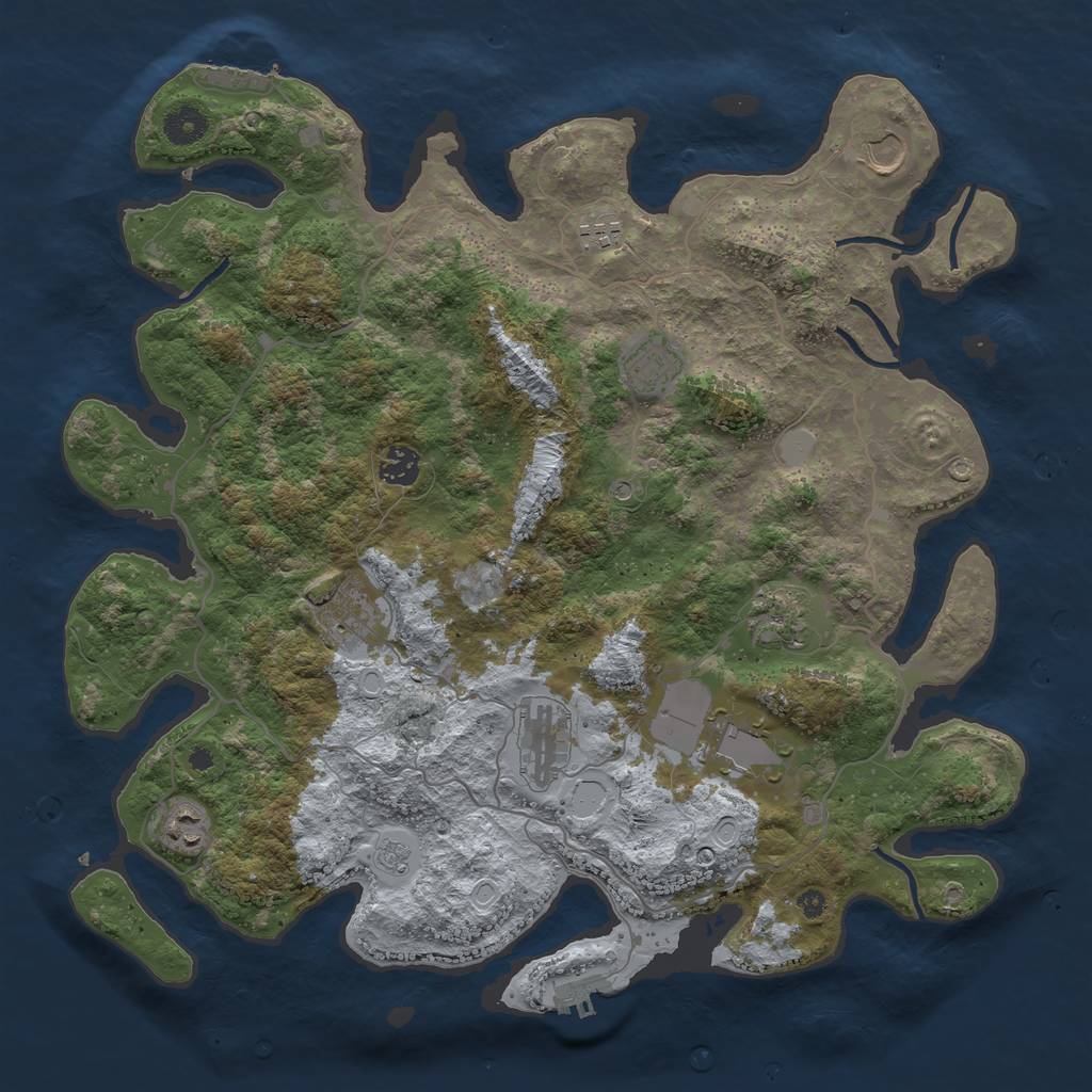 Rust Map: Procedural Map, Size: 4000, Seed: 31998, 18 Monuments