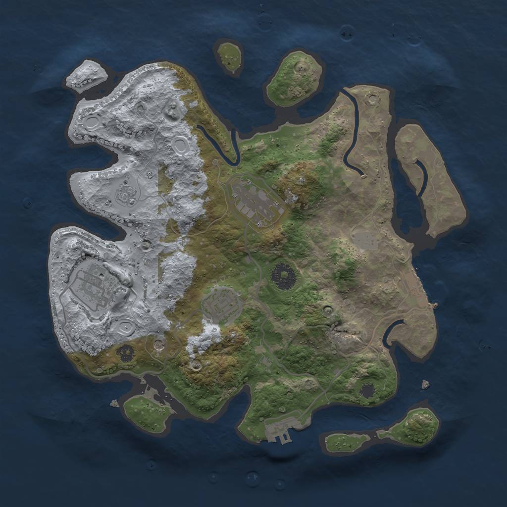 Rust Map: Procedural Map, Size: 3000, Seed: 105858661, 12 Monuments