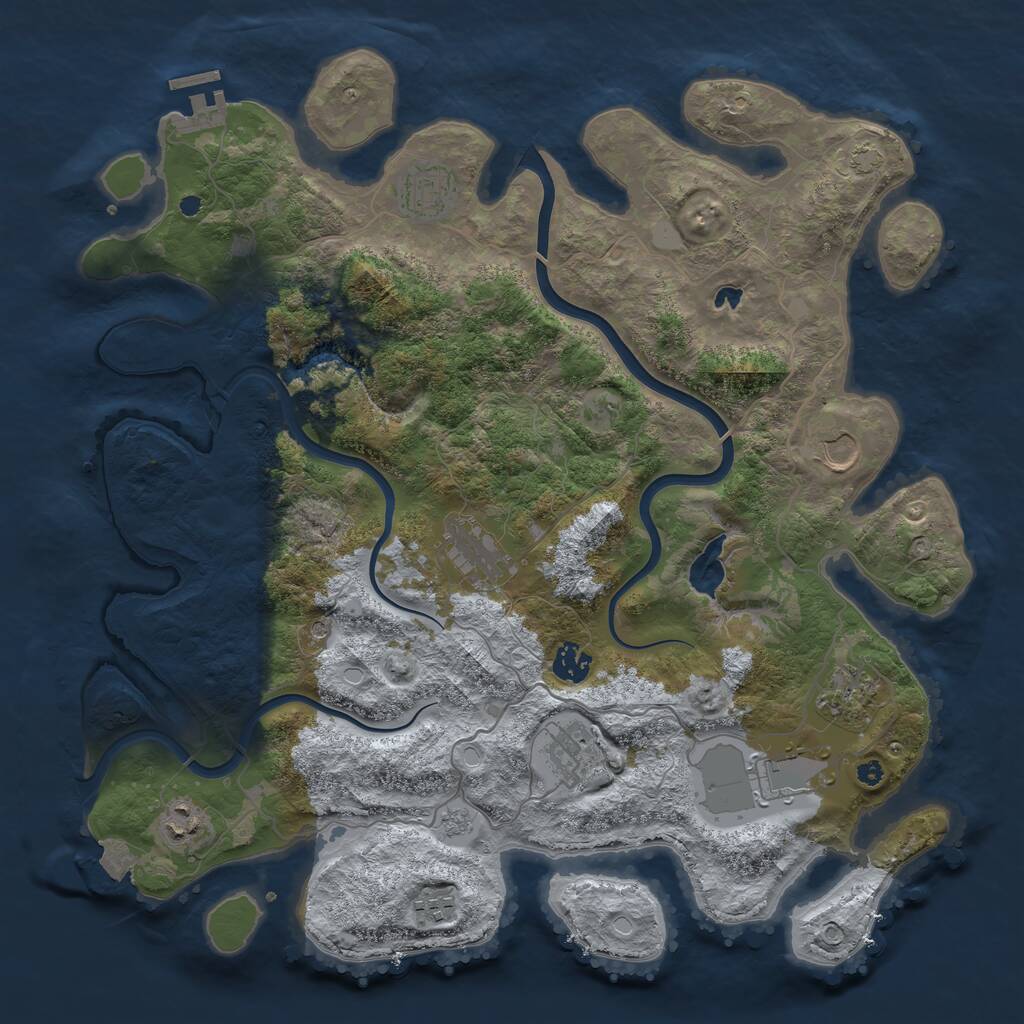 Rust Map: Procedural Map, Size: 4000, Seed: 12775, 14 Monuments