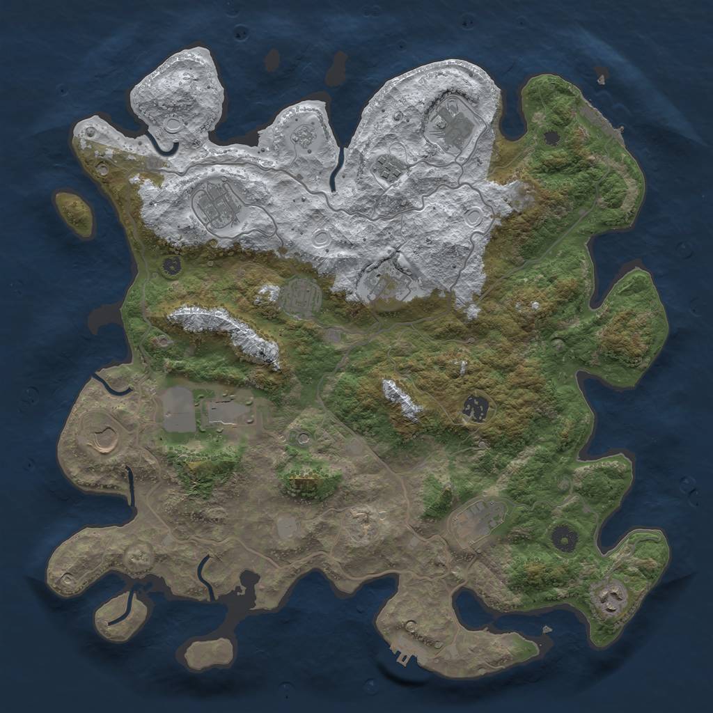 Rust Map: Procedural Map, Size: 4050, Seed: 1223798543, 19 Monuments