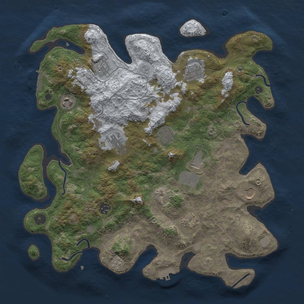 Rust Map: Procedural Map, Size: 4000, Seed: 554723, 19 Monuments