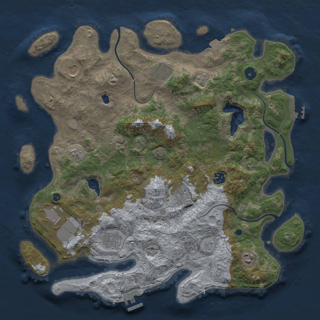 Rust Map: Procedural Map, Size: 4050, Seed: 1531259469, 15 Monuments