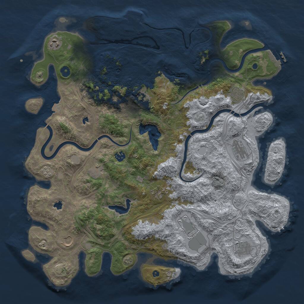 Rust Map: Procedural Map, Size: 4500, Seed: 1849740447, 17 Monuments