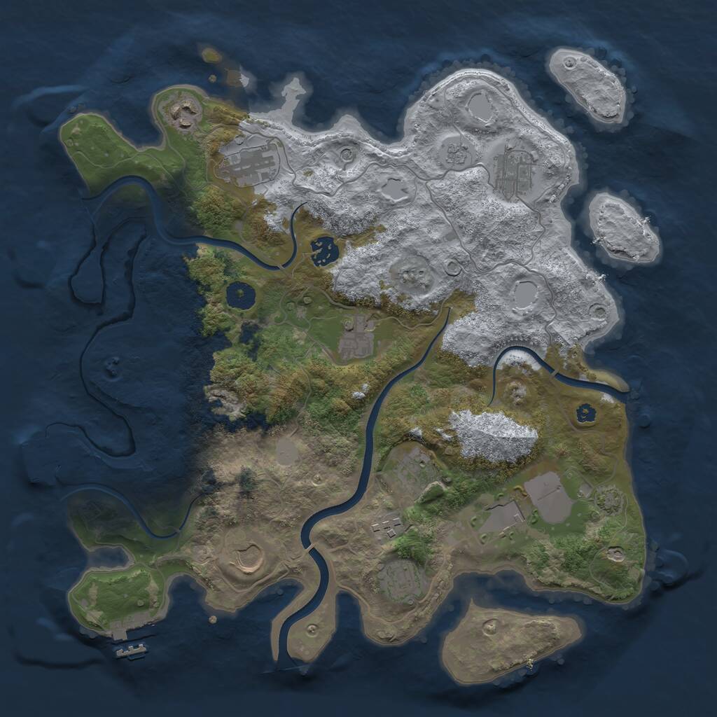 Rust Map: Procedural Map, Size: 3700, Seed: 293769062, 16 Monuments