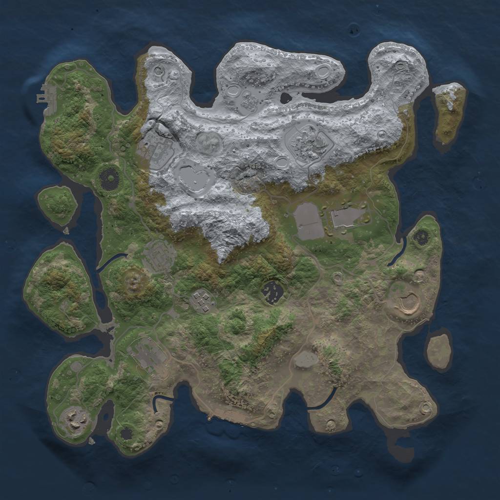 Rust Map: Procedural Map, Size: 3500, Seed: 639524456, 18 Monuments