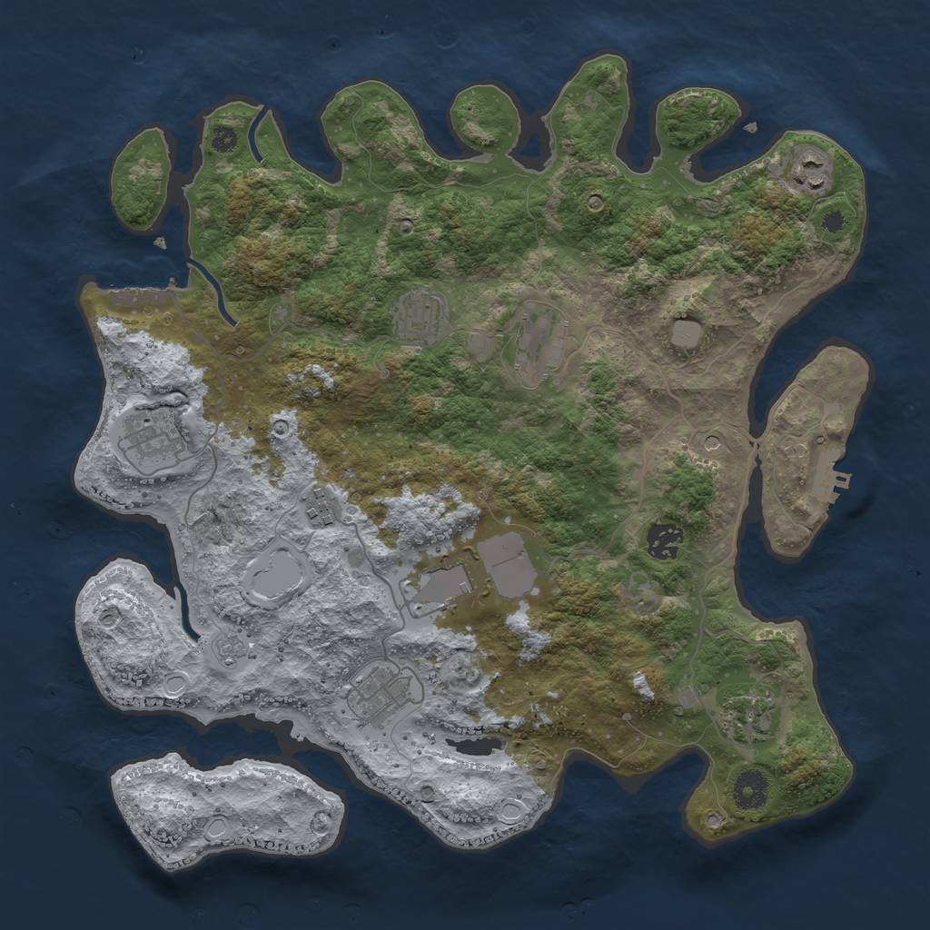 Rust Map: Procedural Map, Size: 3700, Seed: 257065487, 18 Monuments