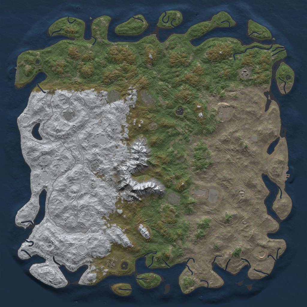 Rust Map: Procedural Map, Size: 6000, Seed: 666666666, 20 Monuments