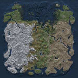 Thumbnail Rust Map: Procedural Map, Size: 6000, Seed: 666666666, 17 Monuments
