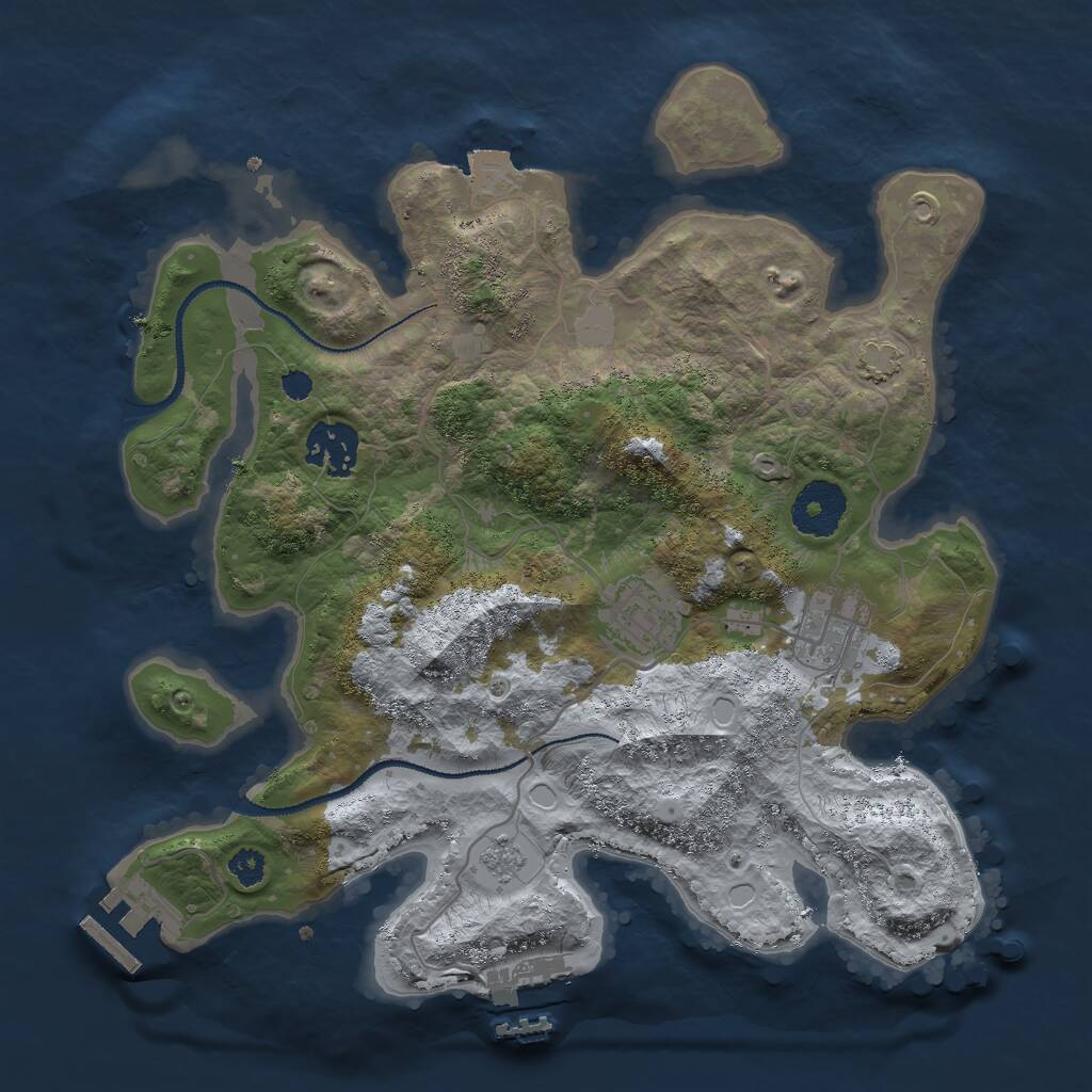 Rust Map: Procedural Map, Size: 3000, Seed: 30650, 8 Monuments