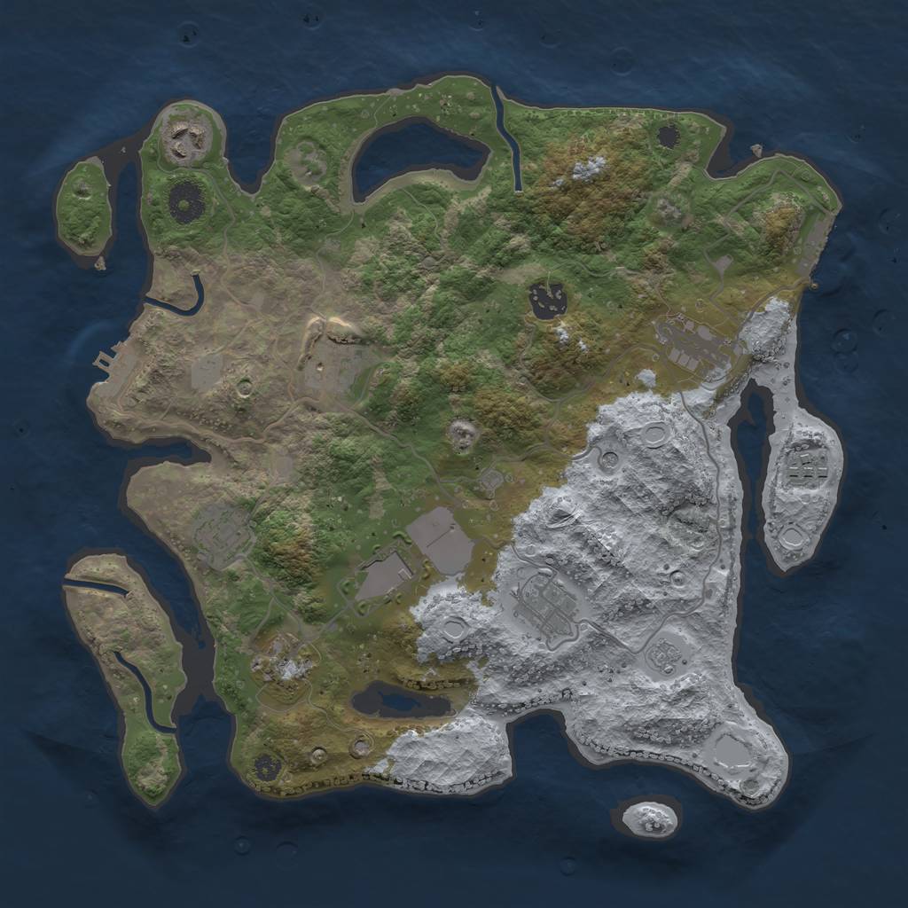Rust Map: Procedural Map, Size: 3500, Seed: 74865, 18 Monuments