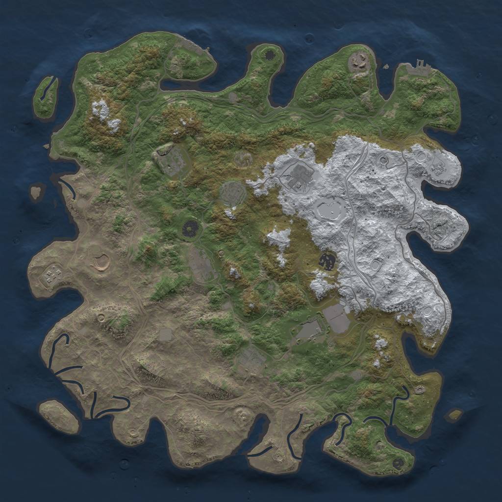 Rust Map: Procedural Map, Size: 4500, Seed: 805508167, 19 Monuments