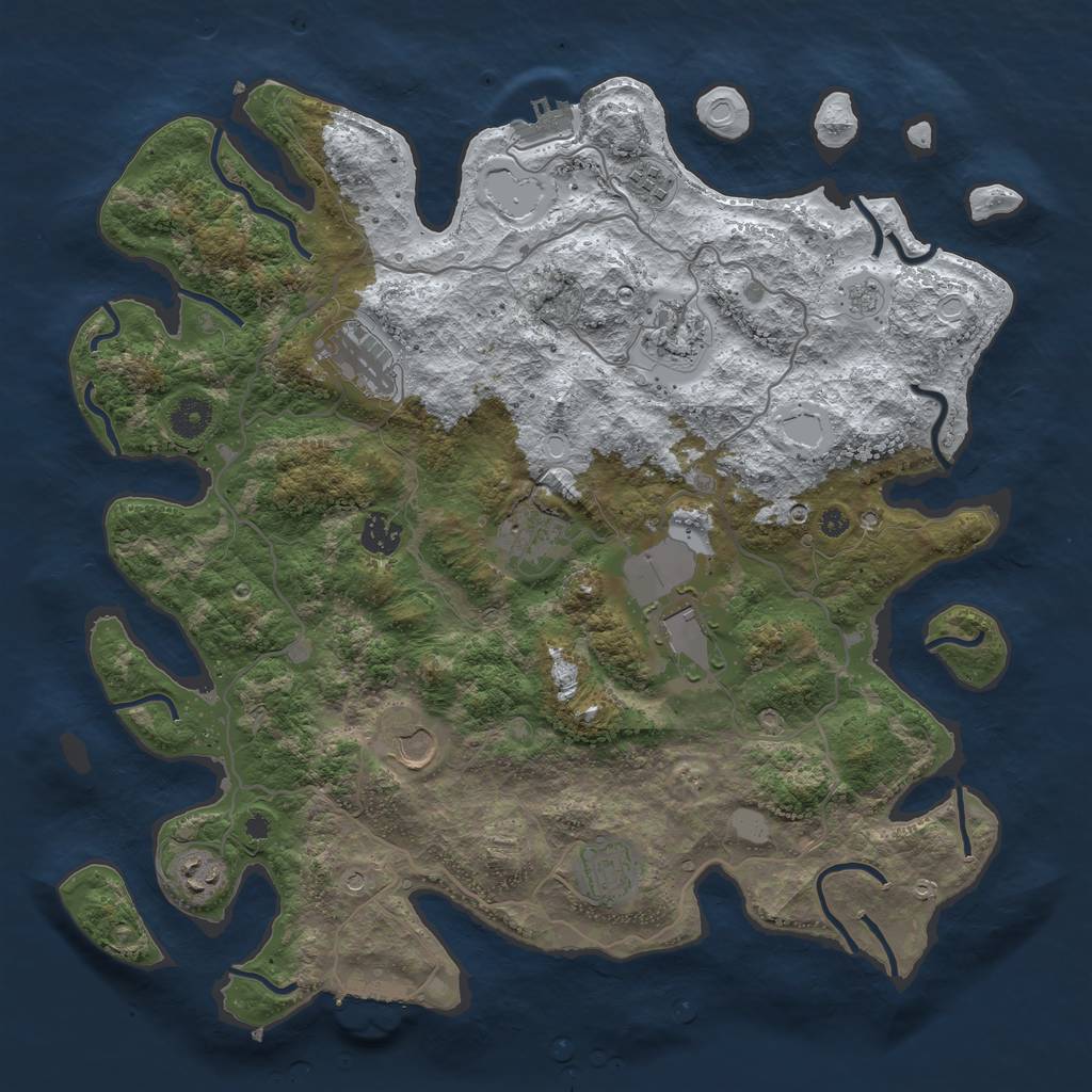 Rust Map: Procedural Map, Size: 4000, Seed: 974436, 18 Monuments