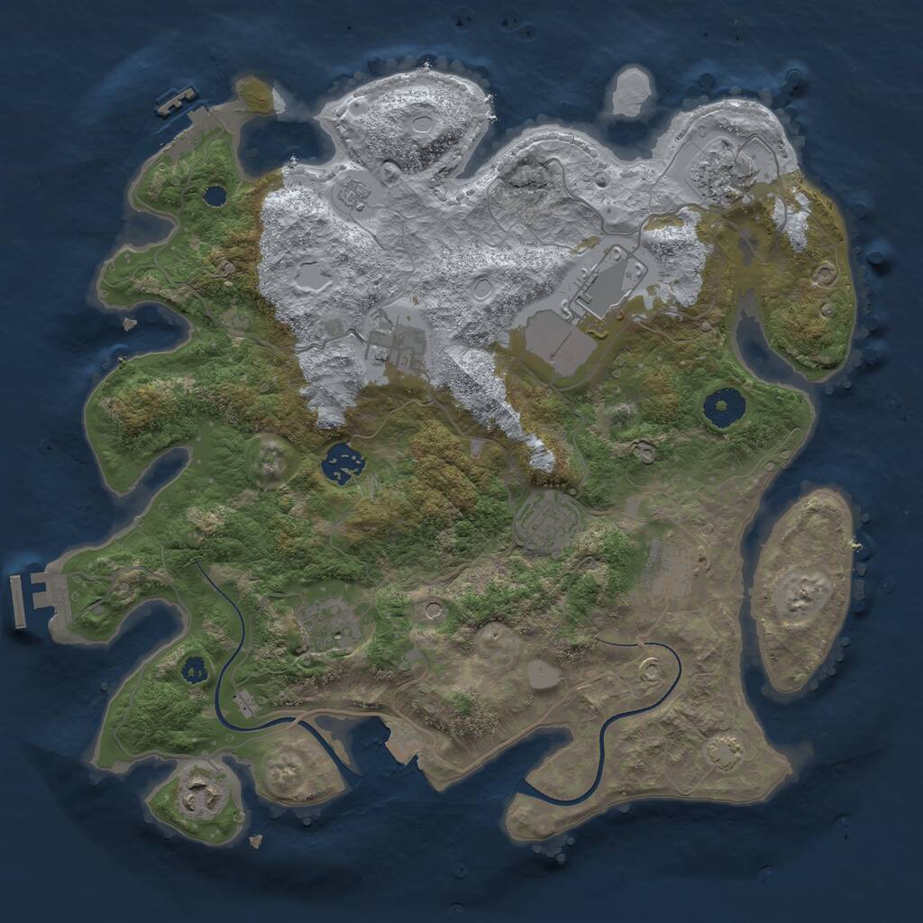Rust Map: Procedural Map, Size: 3500, Seed: 672418, 14 Monuments