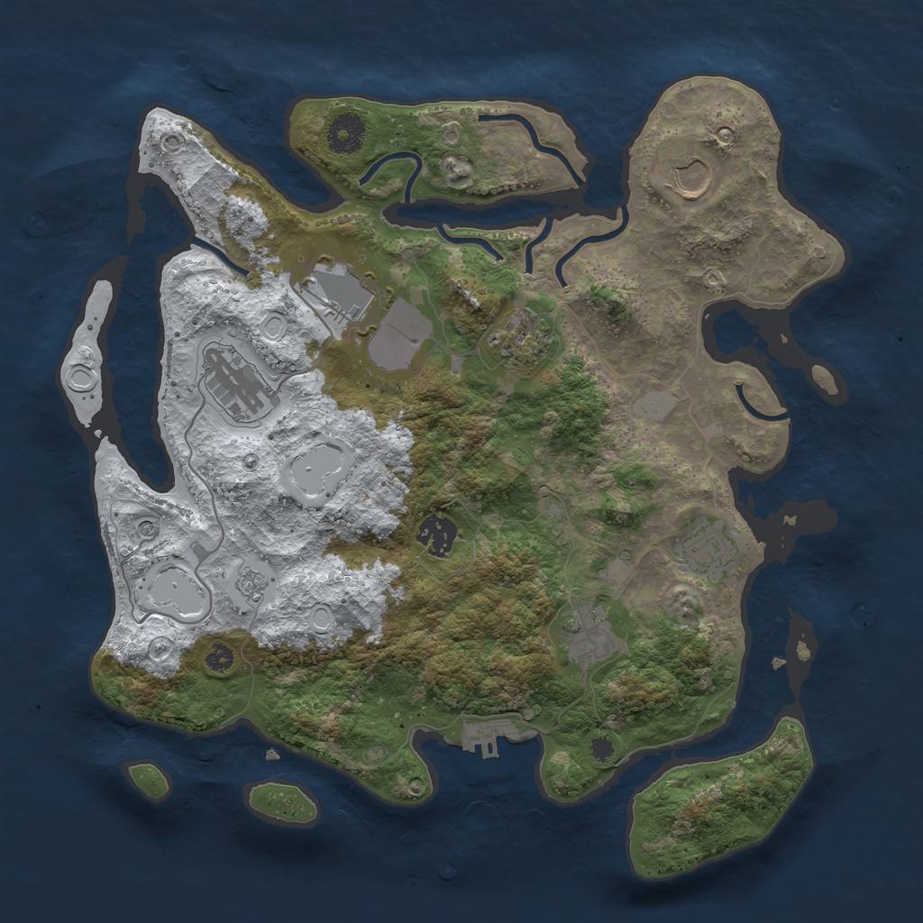 Rust Map: Procedural Map, Size: 3500, Seed: 2030490970, 15 Monuments