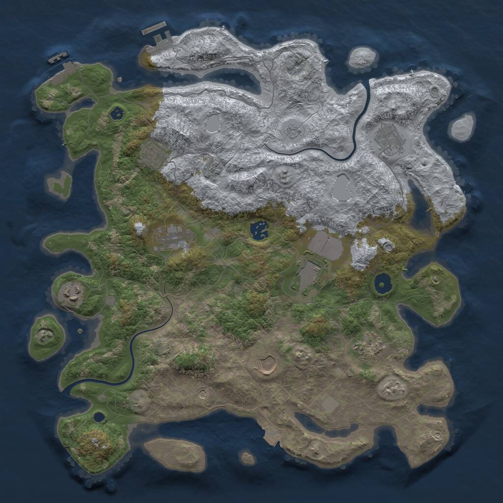Rust Map: Procedural Map, Size: 3950, Seed: 609933299, 15 Monuments