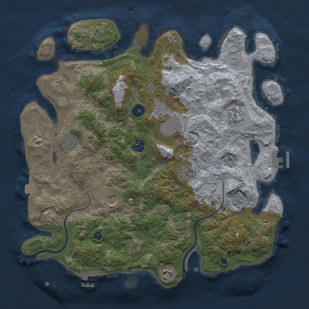 Rust Map: Procedural Map, Size: 3750, Seed: 152091285, 14 Monuments