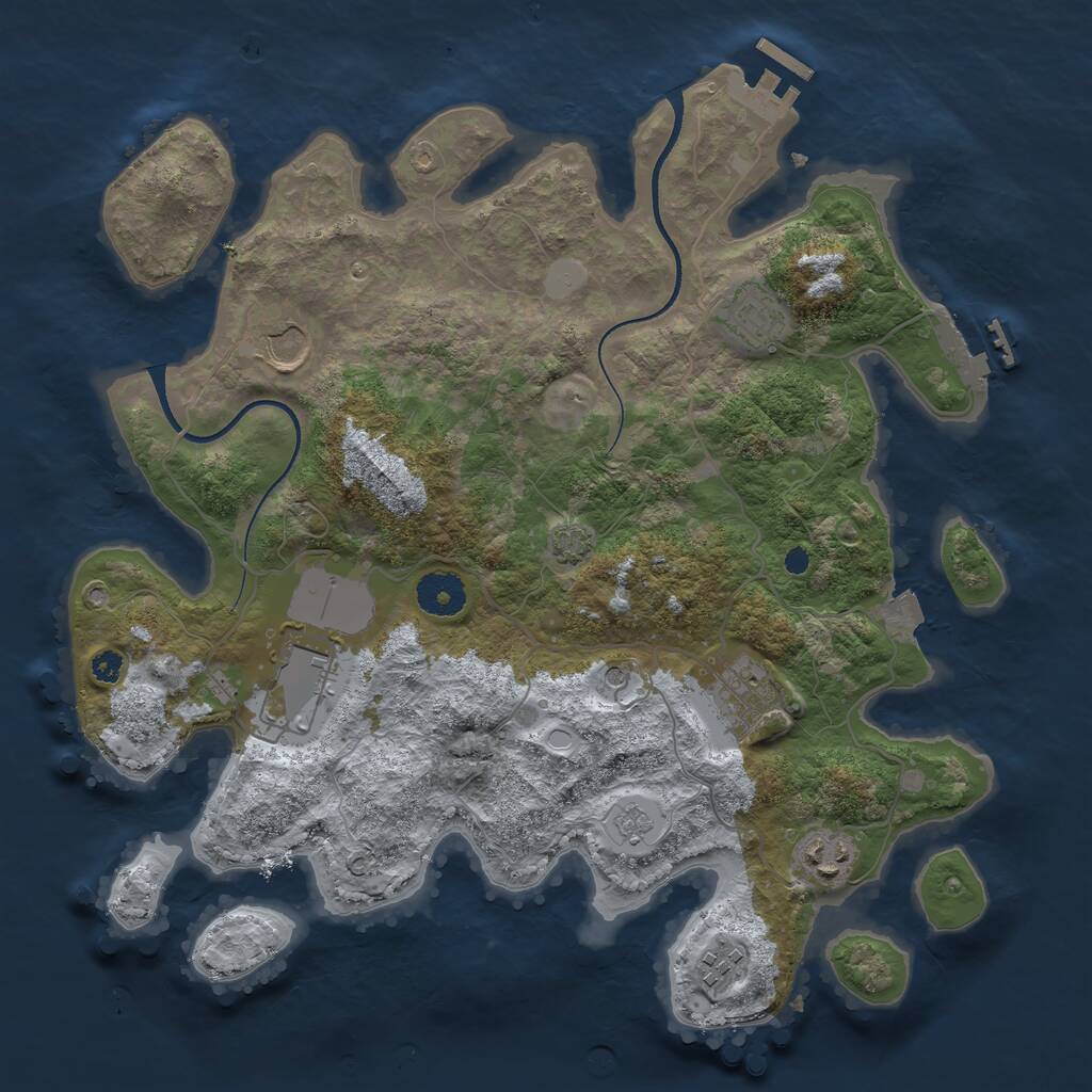 Rust Map: Procedural Map, Size: 3500, Seed: 1016239494, 12 Monuments