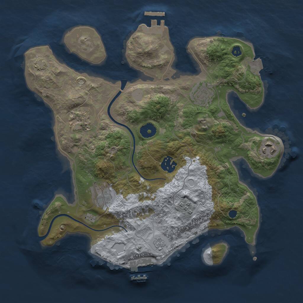 Rust Map: Procedural Map, Size: 3000, Seed: 2025, 11 Monuments