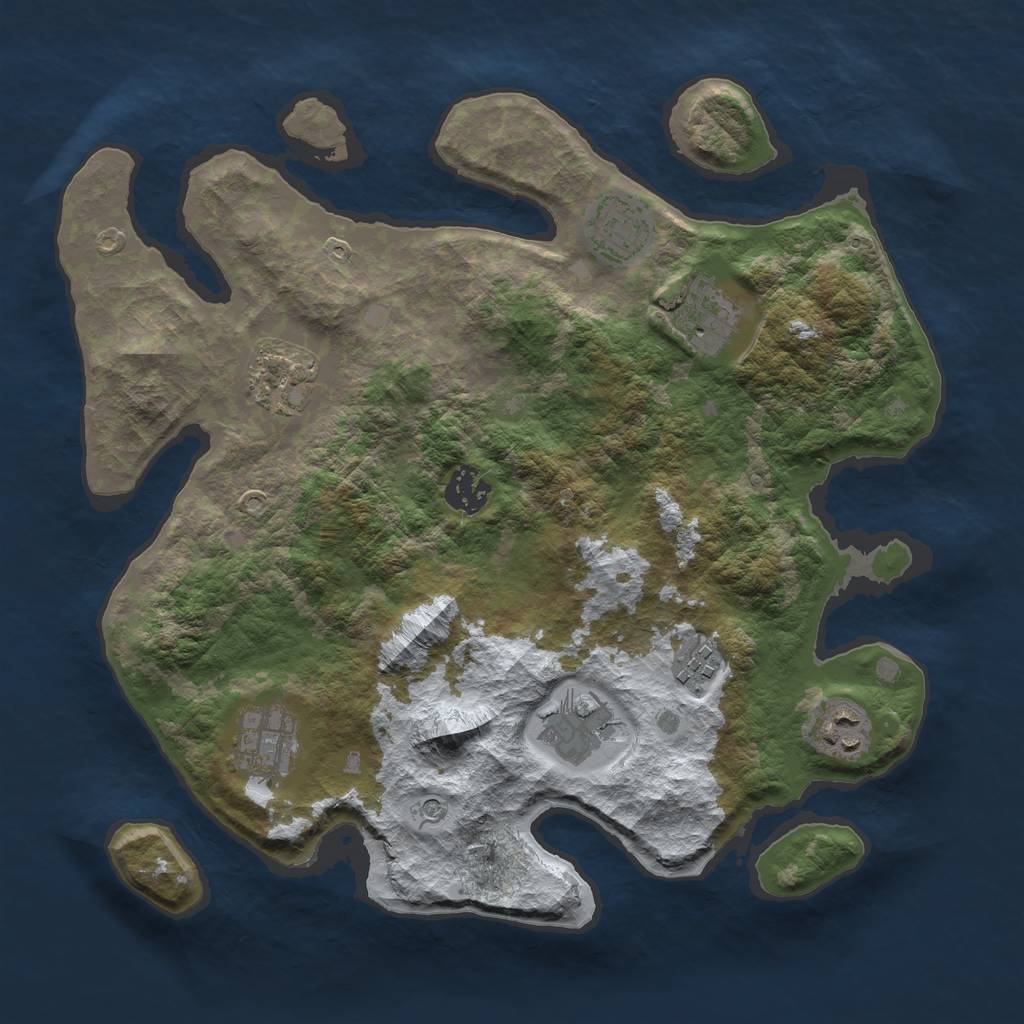 Rust Map: Barren, Size: 3400, Seed: 56, 11 Monuments