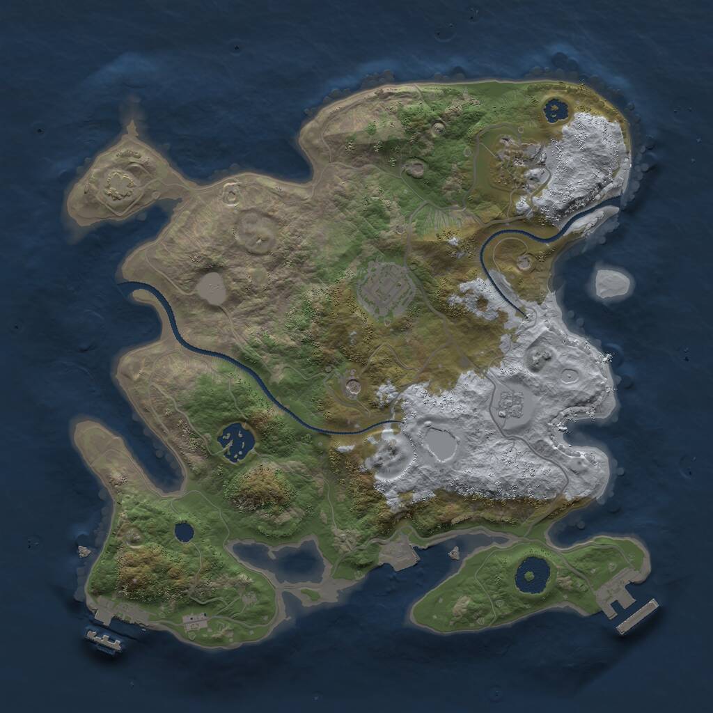 Rust Map: Procedural Map, Size: 3000, Seed: 122827815, 9 Monuments