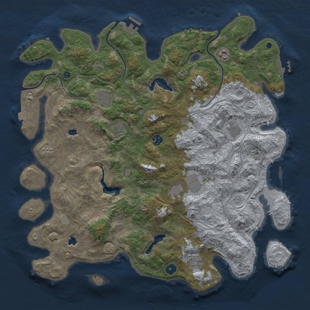 Rust Map: Procedural Map, Size: 4500, Seed: 1865941920, 14 Monuments