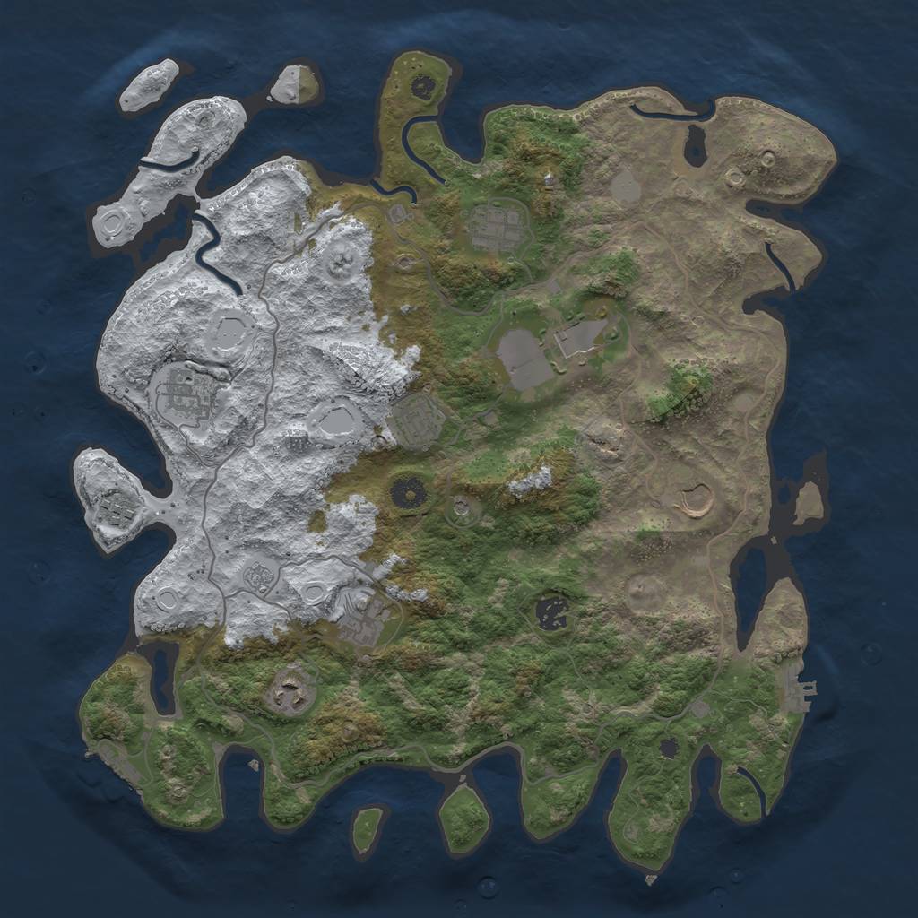 Rust Map: Procedural Map, Size: 4000, Seed: 650857763, 18 Monuments